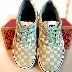 Vans Mint Green Glitter Checkerboard Lace Up